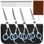 Set de ingrijire pentru animale de companie, cu 4 foarfece pentru tuns si accesorii