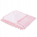 Patura pufoasa cu pampoane mici, 2 persoane, 200x220cm, roz