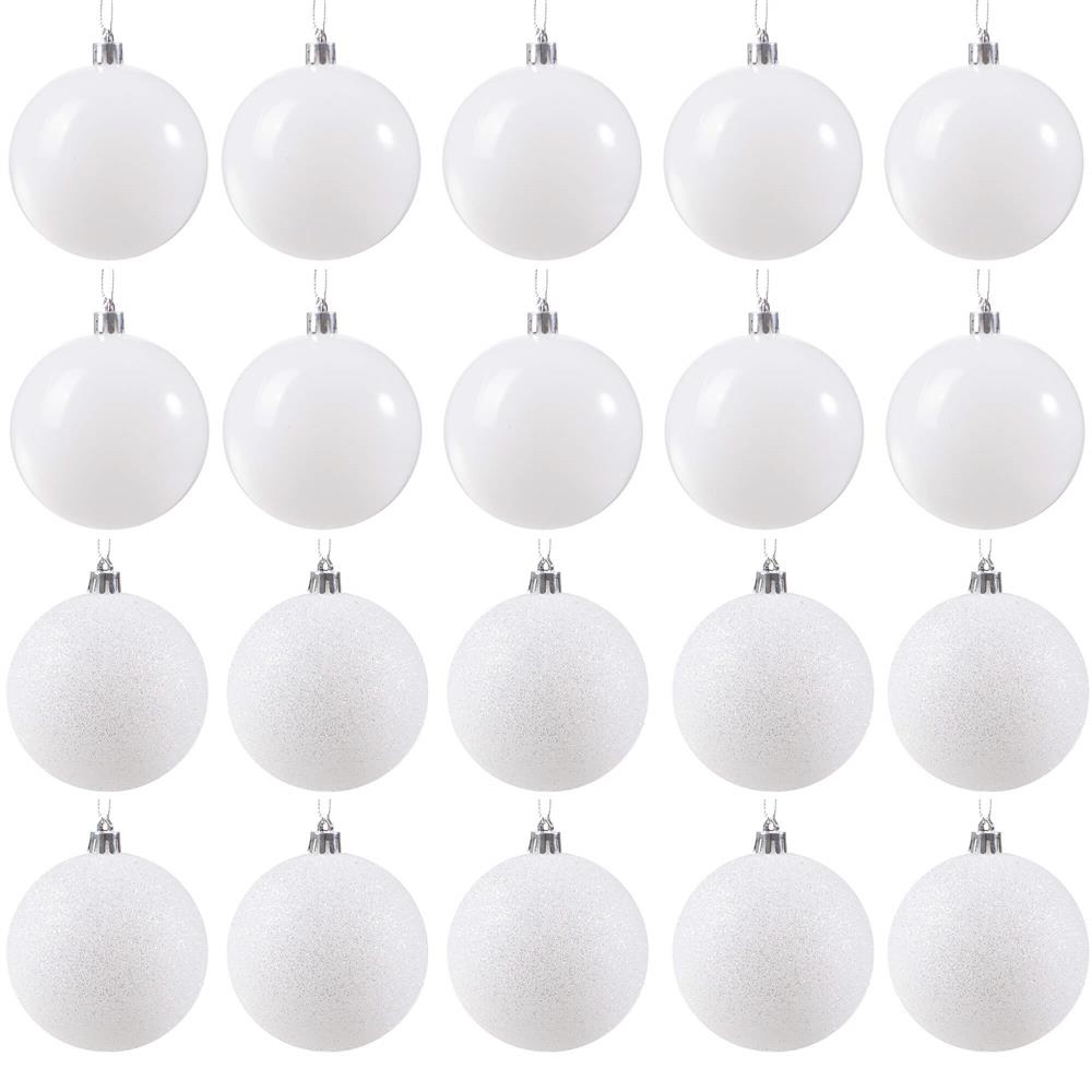 Set globuri de Craciun, 20 bucati, 8cm, alb perlat