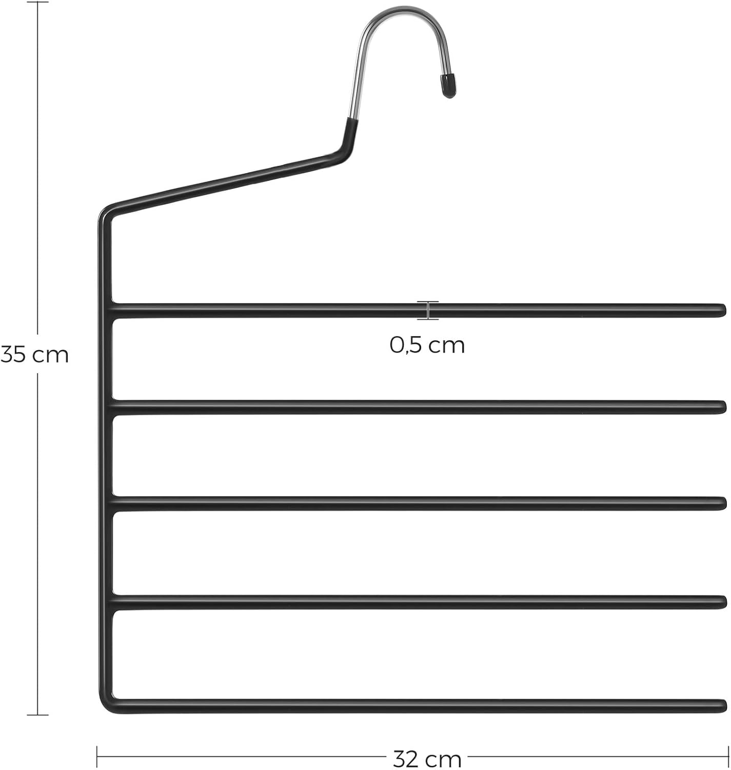 SONGMICS Set de 4 umerase pentru pantaloni, cu 5 bare, 32x35cm, negru