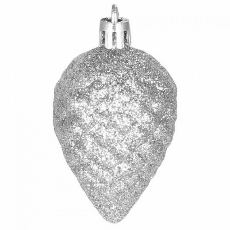 Set globuri si decoratiuni de Craciun, 51 piese, diverse dimensiuni, argintiu