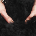 Ghirlanda pentru decor sau bradul de Craciun, model puf si pene, negru, 180cm