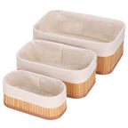 Set 3 cutii organizatoare din bambus, diverse dimensiuni, maro