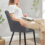 SONGMICS Scaun living tapitat din catifea cu cotiere, sarcina 110 kg, 63x60x85 cm, gri