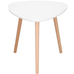 Masa de cafea, ovala, diametru 50 cm, inaltime 48 cm, Blat MDF, Picioare lemn, Alb