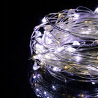 Instalatie lumina decorativa cu 100 LED-uri, 5m, cu alimentare pe baterii, iluminare alba