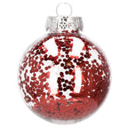 Set globuri de Craciun Inedit, 30 bucati, 7cm, transparente si rosu