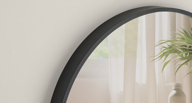 Oglinda de perete SONGMICS, oglinda rotunda, oglinda de baie, diametru 61 cm, cadru metalic, pentru sufragerie, dormitor, baie, hol, negru