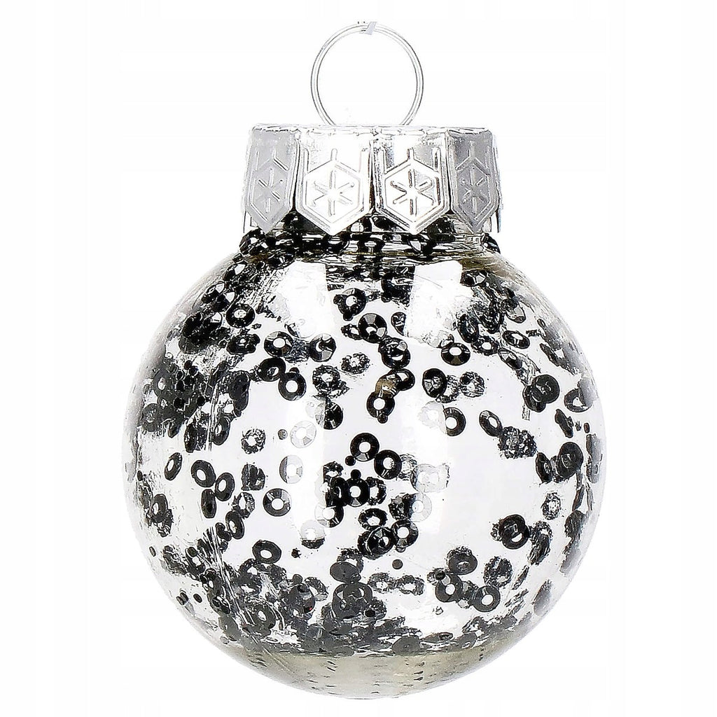 Set globuri de Craciun Inedit, 24 bucati, 5cm, transparente cu interior negru