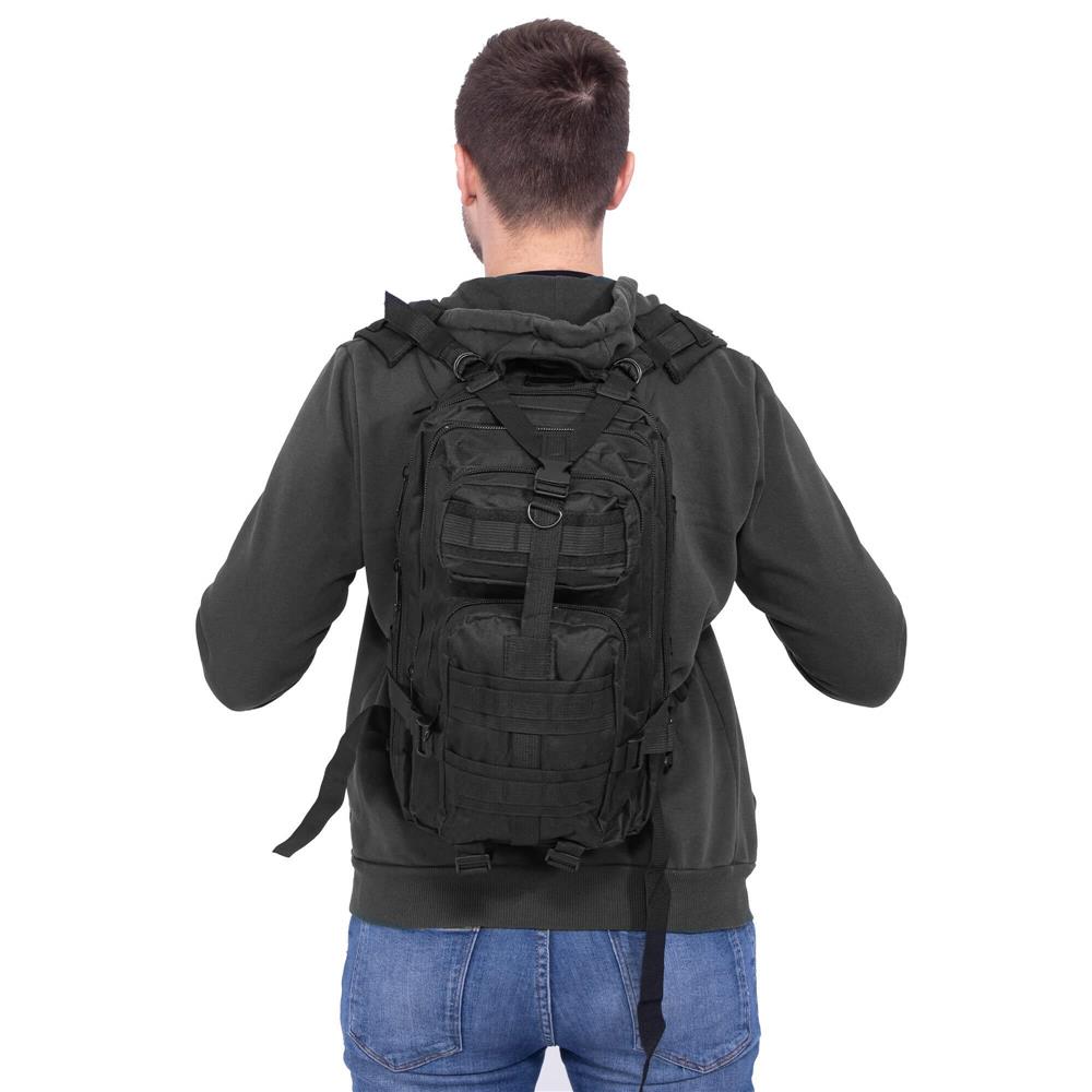 Rucsac militar pentru drumetie, impermeabil, ultra usor, 4 compartimente, culoare negru