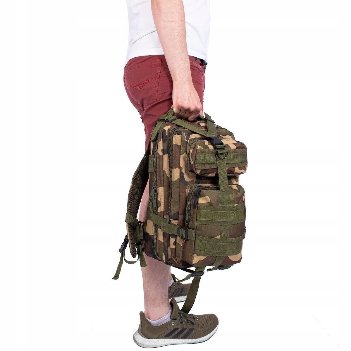 Rucsac militar pentru drumetie, impermeabil, ultra usor, 4 compartimente, culoare camo