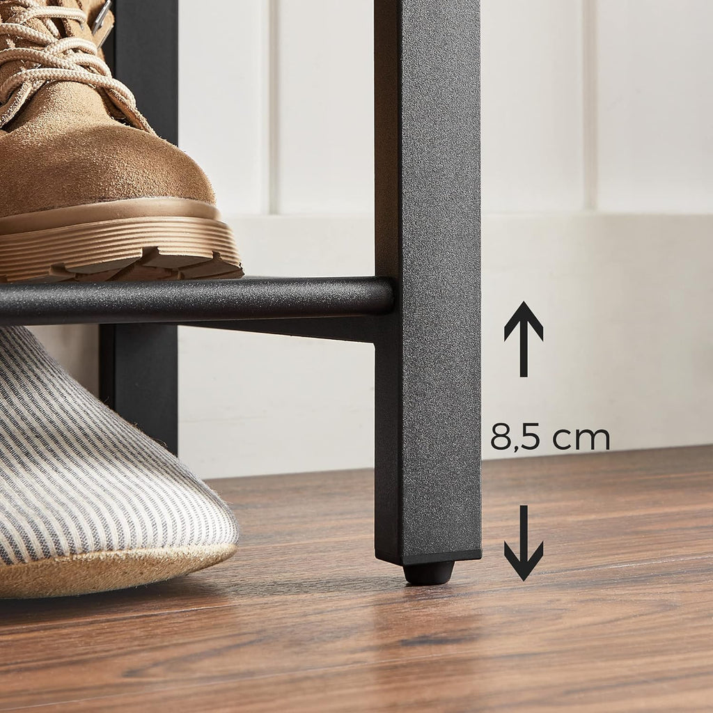 VASAGLE Raft pentru pantofi cu 3 polite, 100x30x72cm, otel, stil industrial, maro rustic si negru