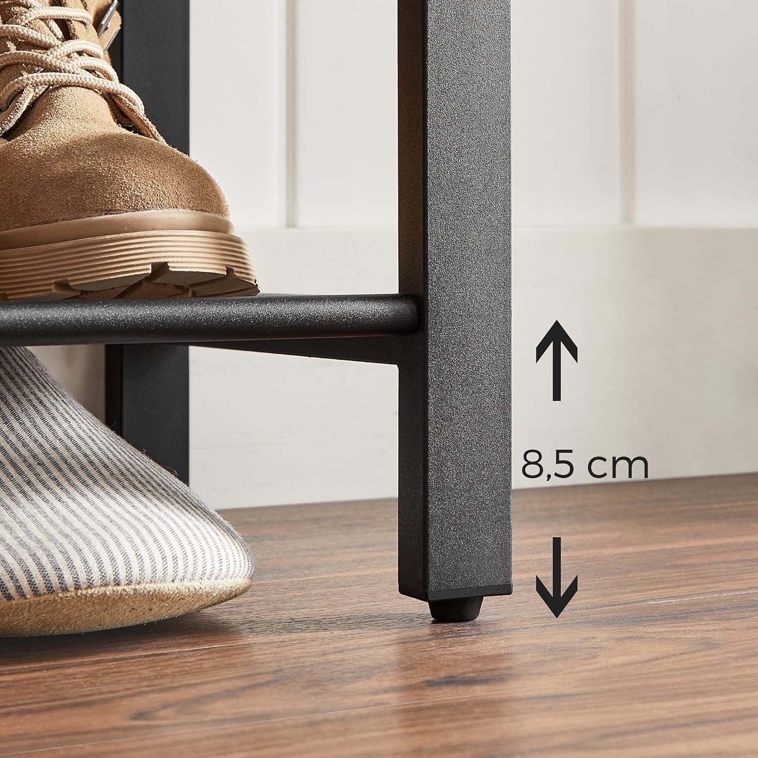 VASAGLE Raft pentru pantofi cu 3 polite, 100x30x72cm, otel, stil industrial, maro rustic si negru