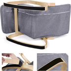 SONGMICS Scaun balansoar din lemn, suport picioare reglabil, maxim 150kg, 55x122x84cm, gri inchis