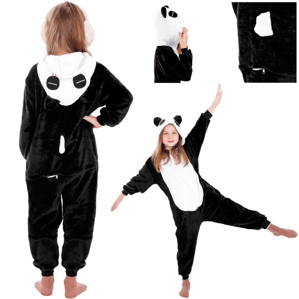 Pijama tip salopeta pentru copii, model panda, marime 125-140cm