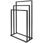 Suport metalic de baie pentru prosoape, cu 3 standuri, 84 cm, negru