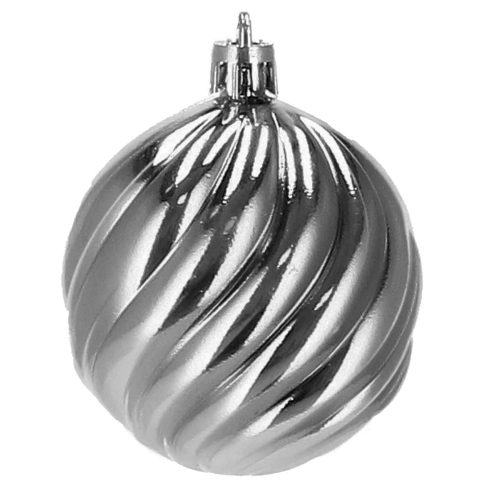 Set globuri de Craciun, 20 bucati, 5 modele, 6cm, argintiu