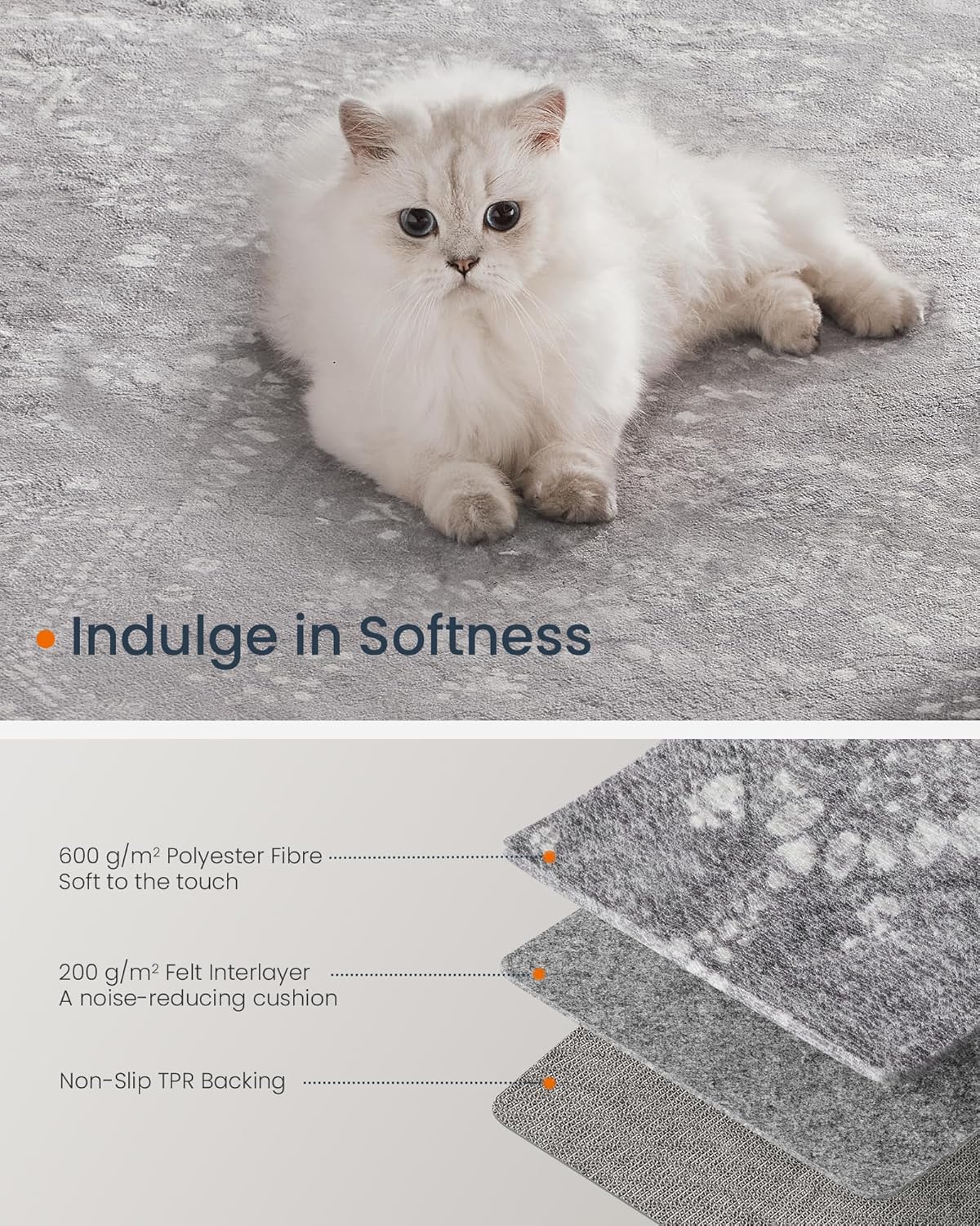 SONGMICS Covor decorativ antiderapant, stil boho, lavabil la masina, 120×170 cm, gri