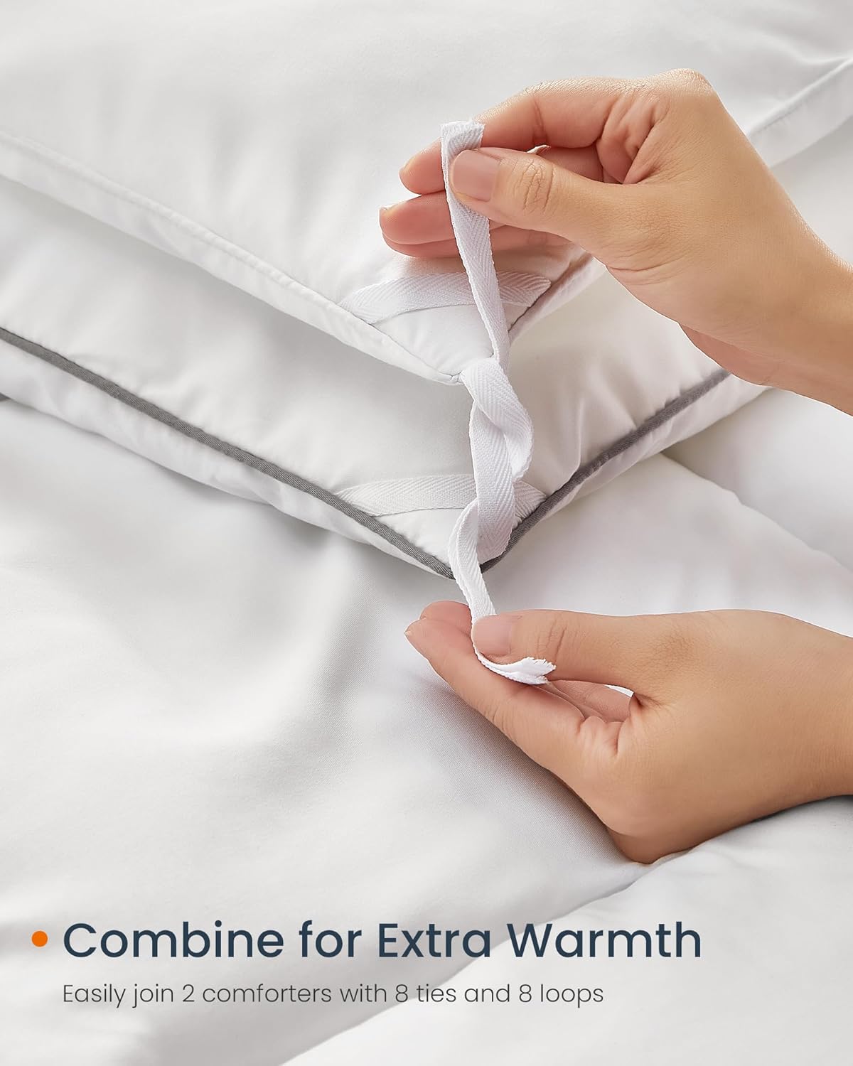 SONGMICS Pilota matlasata dubla, 4 anotimpuri, 150, 350 si 500 GSM, din microfibra, 200x200 cm, alb