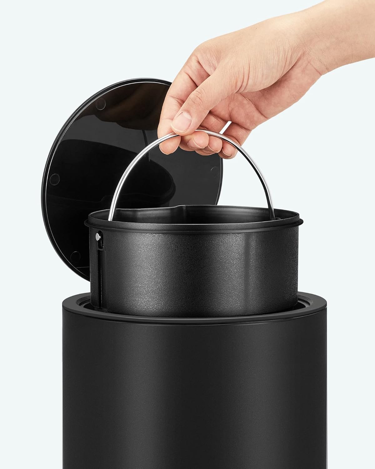 SONGMICS Cos de gunoi pentru baie, cu pedala si soft-close, 3 litri, negru