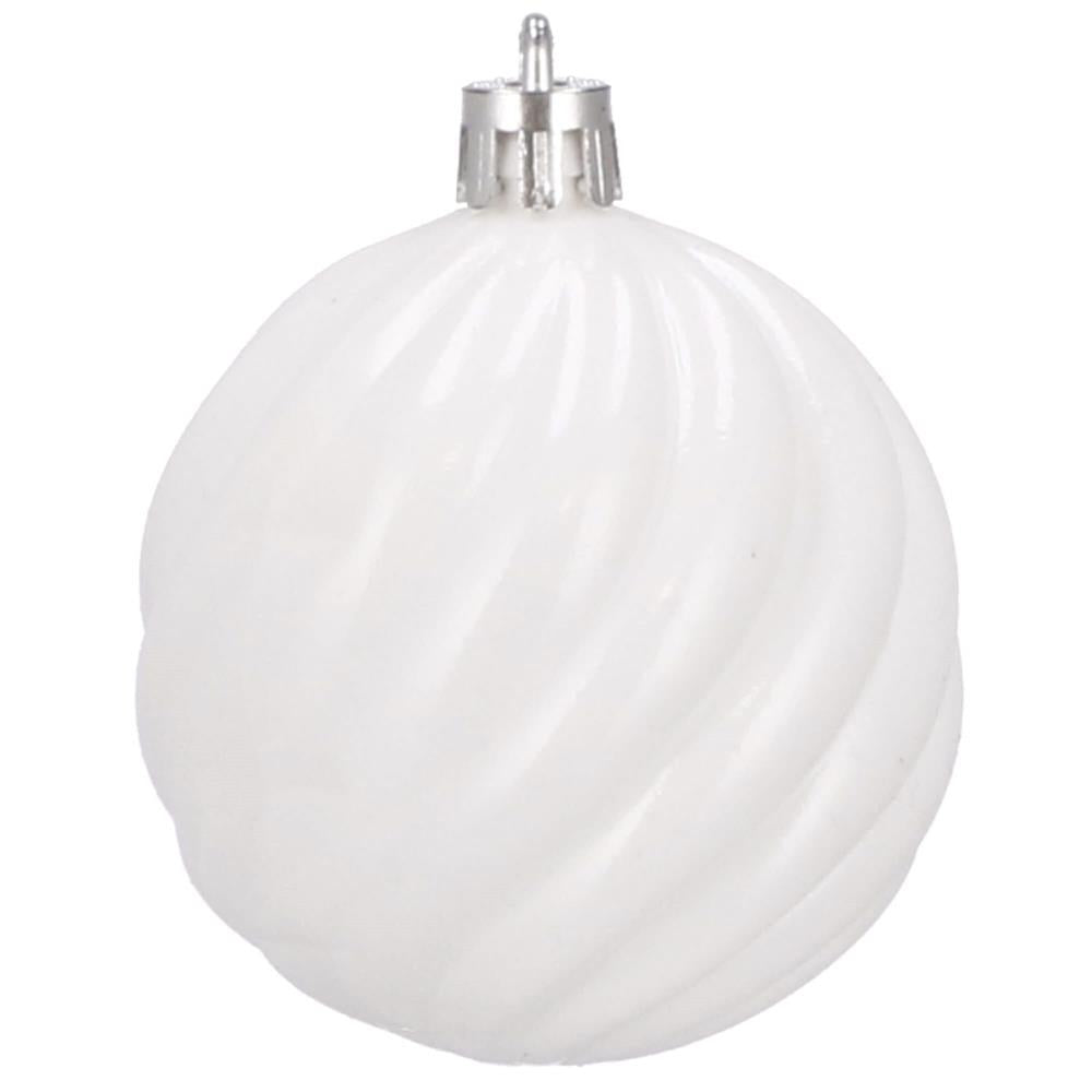 Set globuri de Craciun, 20 bucati, 5 modele, 6cm, alb