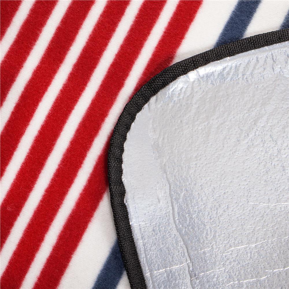 Patura pentru picnic sau plaja, cu folie izolatoare si maner, 160x200cm, albastru rosu