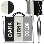 Cos de rufe cu 3 compartimente, cadru aluminiu, 60x40x68cm, 146 litri