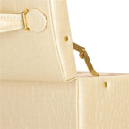 (DL) Cutie depozitare si organizare bijuterii, MDF, piele ecologica si velur, 17,5 x 14 x 12,5cm, crem