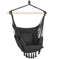 Hamac tip leagan suspendat pentru casa sau gradina, cu perne, 130x100cm, 150kg, gri inchis