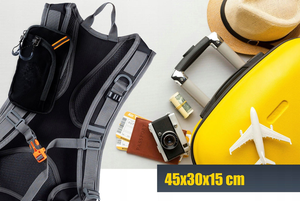 Rucsac de drumetie, gri cu elemente reflectorizante, 18litri, 45x30x15cm