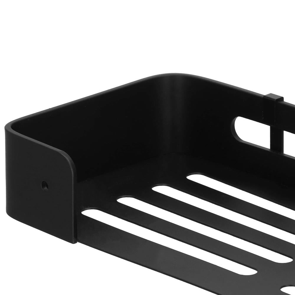 Raft de baie cu 2 agatatori, 2 sisteme instalare pe perete, aluminiu, 32x12x4cm, negru