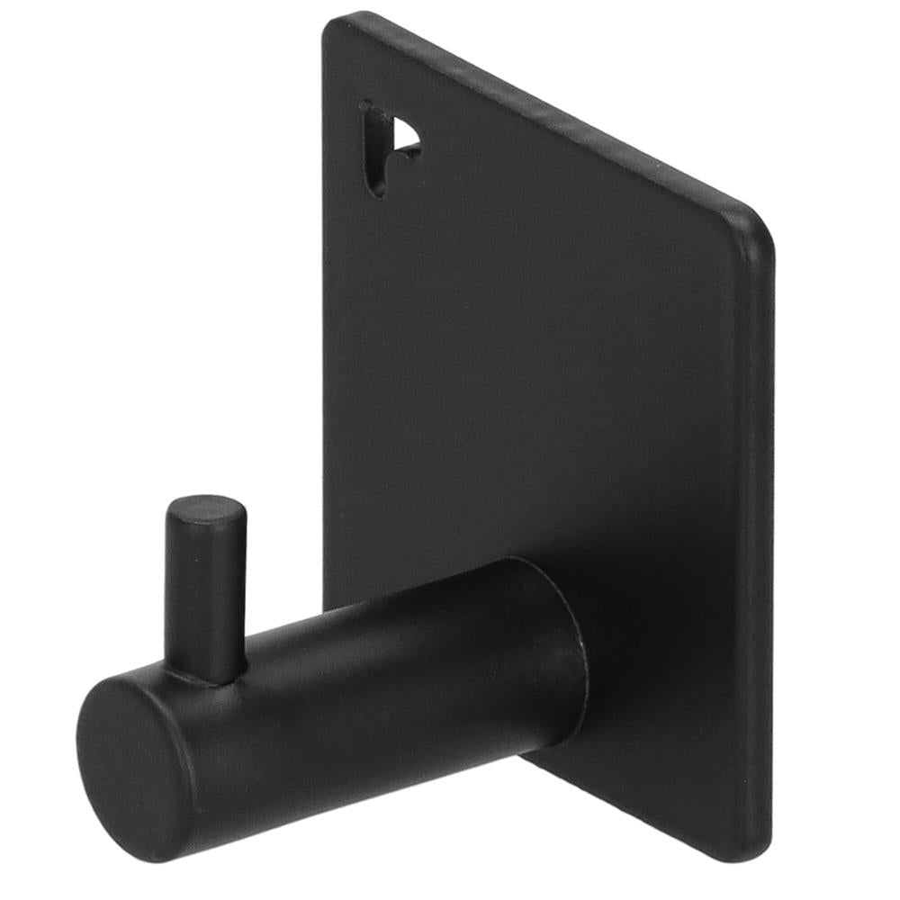 Set 4 agatatori tip cuier pentru baie, sistem fixare inclus, aluminiu, negru