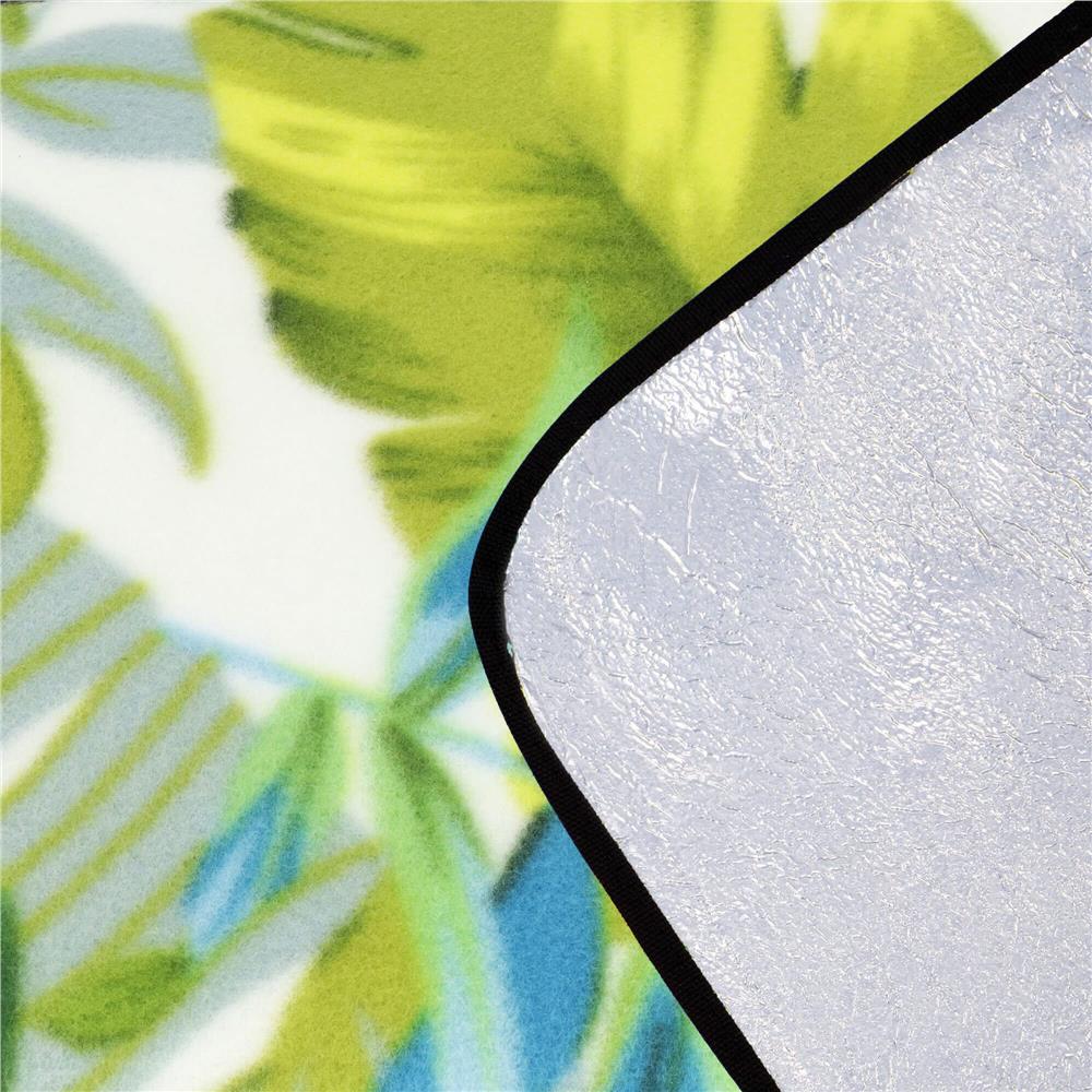 Patura pentru picnic sau plaja, cu folie izolatoare si maner, 200x200cm, model frunze, verde