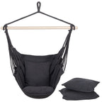 Hamac tip leagan suspendat pentru casa sau gradina, gri inchis cu perne, 130x100cm, 150kg