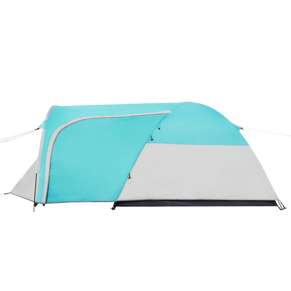 Cort plaja sau camping, impemeabil, cu terasa, 4 locuri, 175x310x130cm, gri albastru