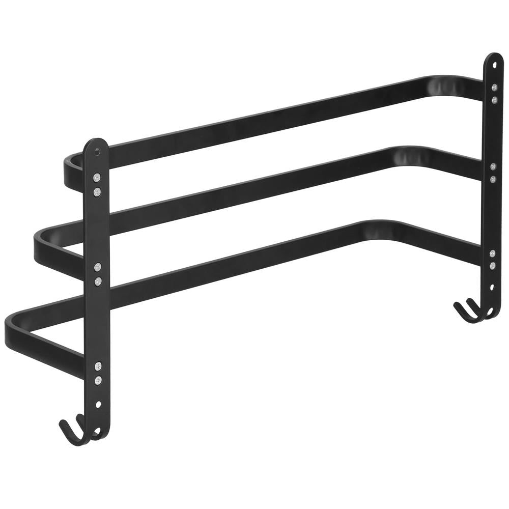 Suport prosoape pentru baie cu 2 sisteme de instalare, 3 brate, din aluminiu, 49x25cm, negru