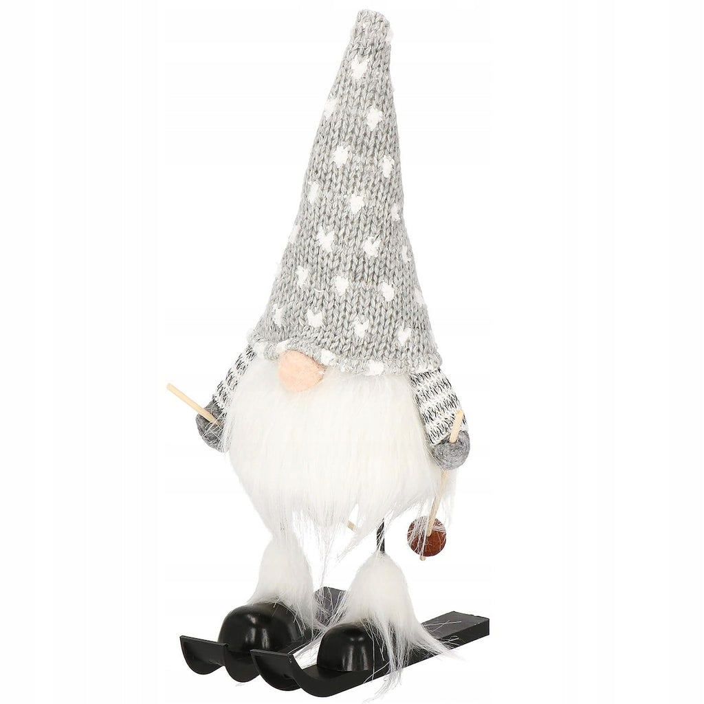 Figurina Craciun, Spiridus pe schiuri, inaltime 33cm