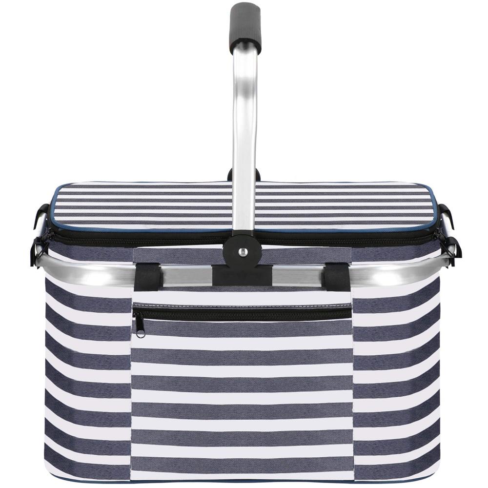 Geanta pentru picnic sau plaja, termoizolanta, 28 litri, alb albastru