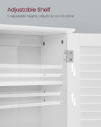 VASAGLE Dulap de perete pentru baie, cu raft reglabil si 2 usi, 20x60x70 cm, alb