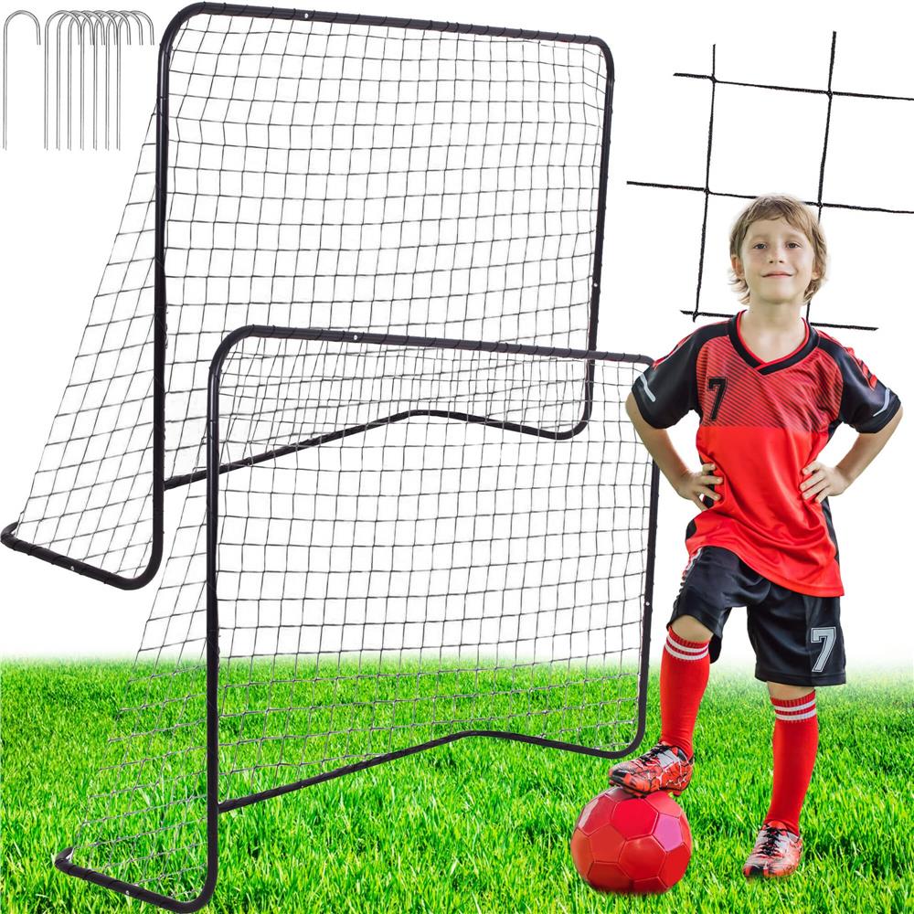 Set 2 porti de fotbal metalice, 122x183cm, profil 25mm, cu elemente de fixare