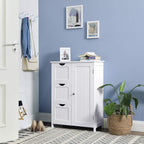 VASAGLE Dulap pentru baie, cu 3 sertare si un raft reglabil cu usa, 60x30x81 cm, alb