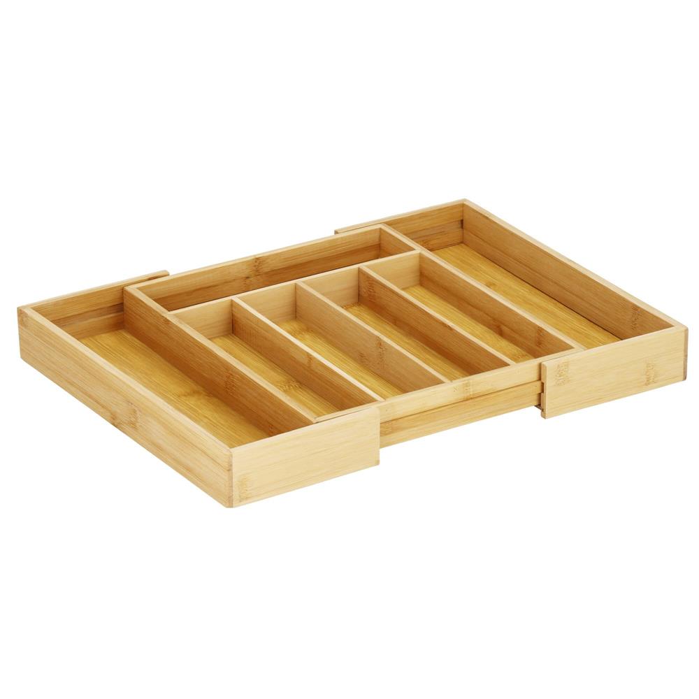Organizator tacamuri si ustensile bucatarie, bambus, extensibil 28-45x33x5cm