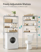 SONGMICS Raft de depozitare pentru baie, suprapunere peste masina spalat sau vas WC, 30x83x176 cm, argintiu