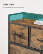 SONGMICS Comoda cu cadru metalic si 7 sertare din textil, stil industrial, 98x29x85cm, maro rustic si negru