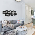 Rama foto de perete, colaj de 14 fotografii, 36x118cm, negru