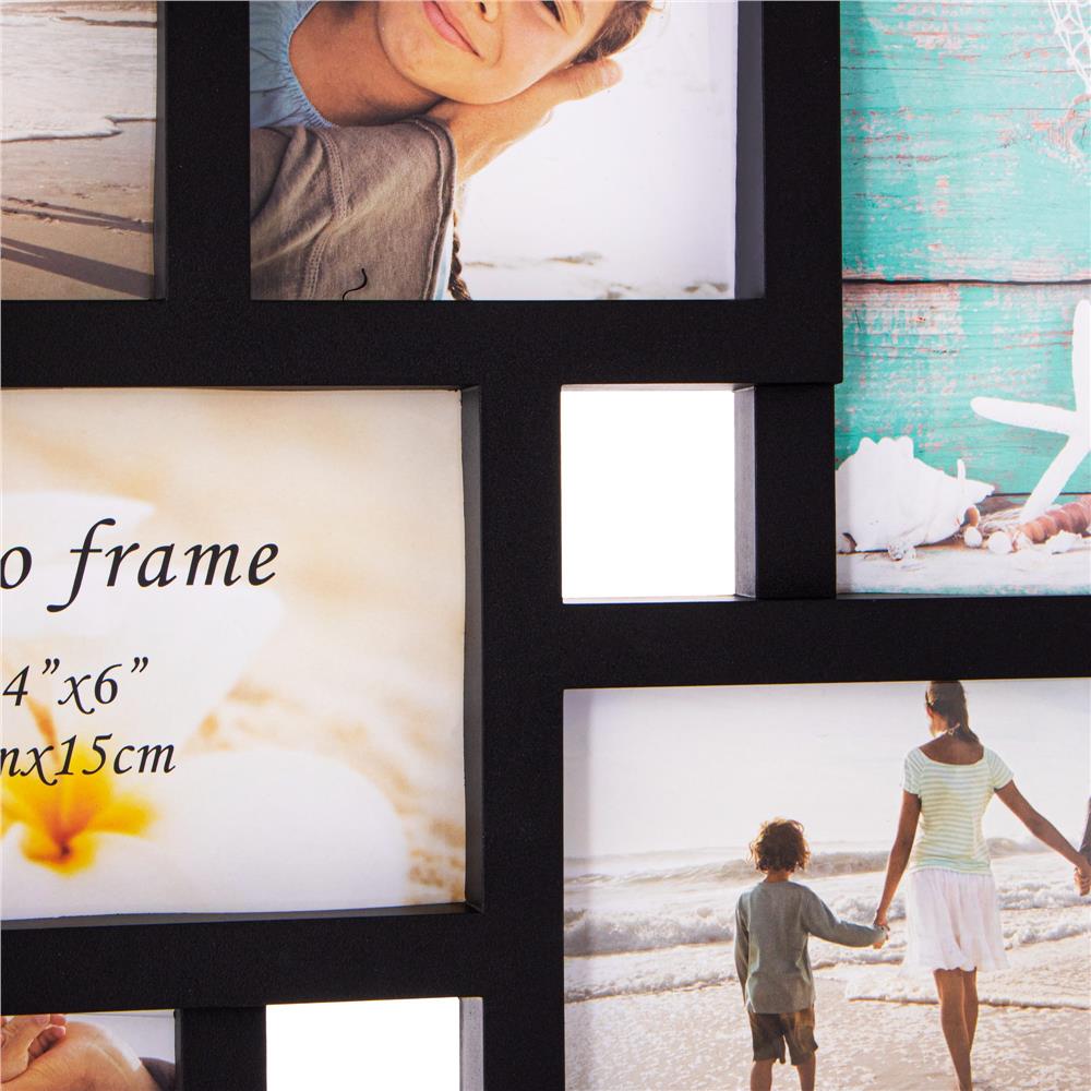Rama foto de perete, colaj de 10 fotografii, 48x53cm, negru
