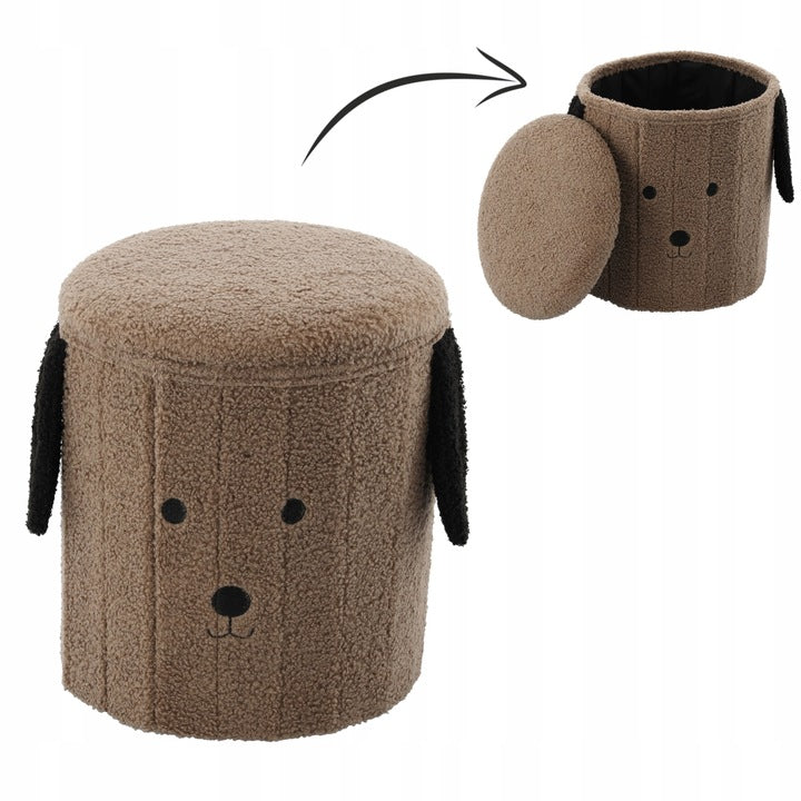 Taburet pentru copii, pliabil cu spatiu depozitare, 80kg, 28×34 cm, maro