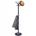 Cuier tip pom din metal cu baza de marmura, 14 agatatoare, 176cm, negru