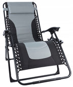 Sezlong scaun pliant plaja sau gradina, Siesta, gravitatie zero, cu tetiera, 175x75x110 cm, negri gri