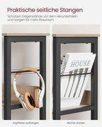 VASAGLE Biblioteca, raft cu 6 unitati de depozitare, din lemn, 33x120x80 cm, gri stejar